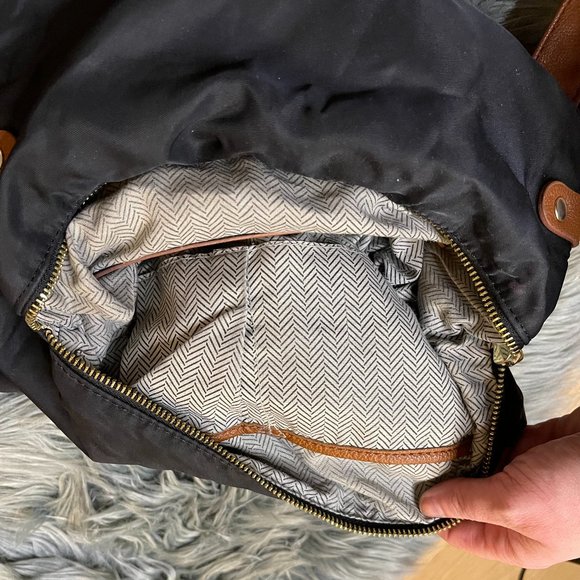 EUC Steve Madden Spencer Backpack, Black Nylon w| Camel Faux‎ Leather Trim - Picture 10 of 16